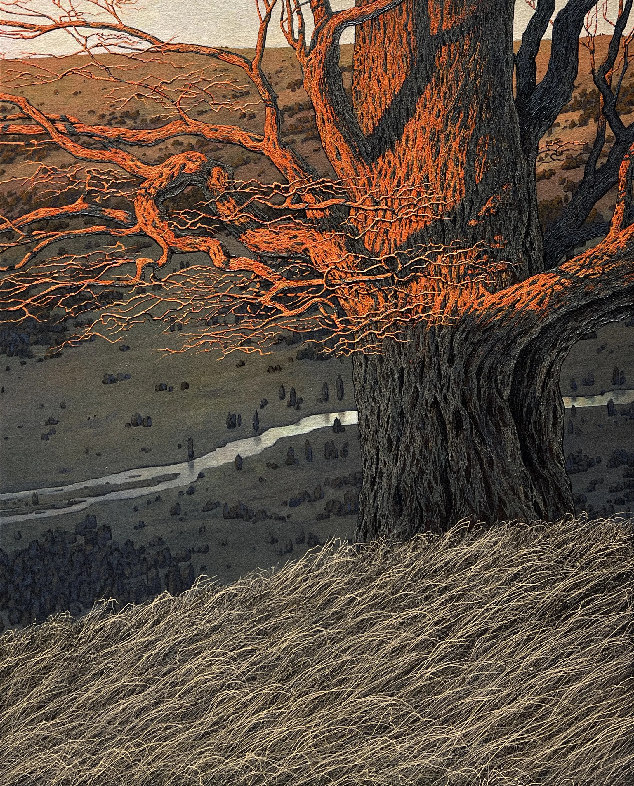 Image of Evening sun by Oleh Dron, size: 80х100cm, made of Canvas, acrylic, Painting medium, from Lviv, Ukraine Photo 3 of 3.