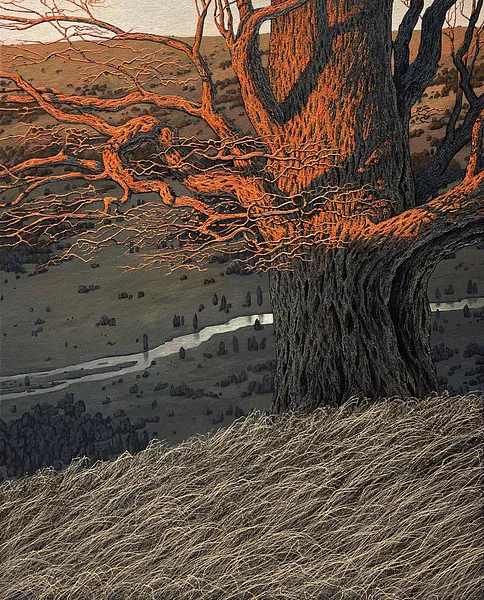 Image of Evening sun by Oleh Dron, size: 80х100cm, made of Canvas, acrylic, Painting medium, from Lviv, Ukraine Photo 3 of 3.