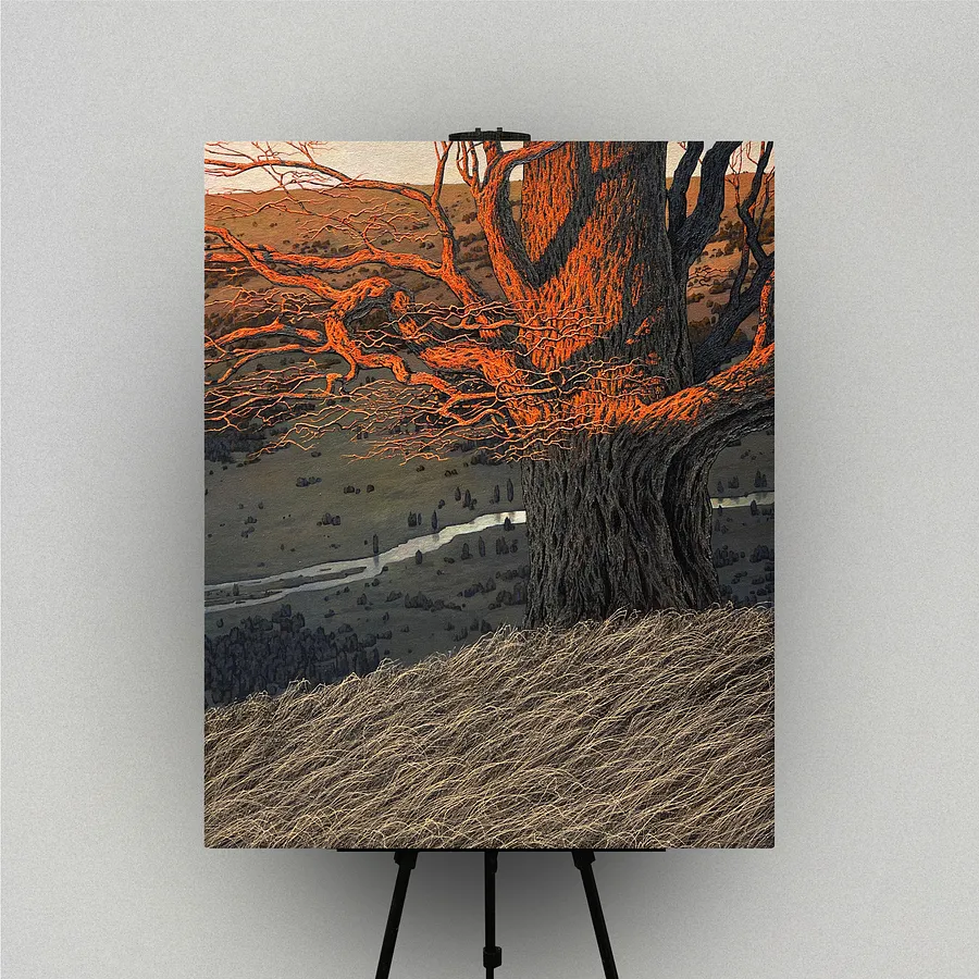 Image of Evening sun by Oleh Dron, size: 80х100cm, made of Canvas, acrylic, Painting medium, from Lviv, Ukraine Photo 1 of 3.