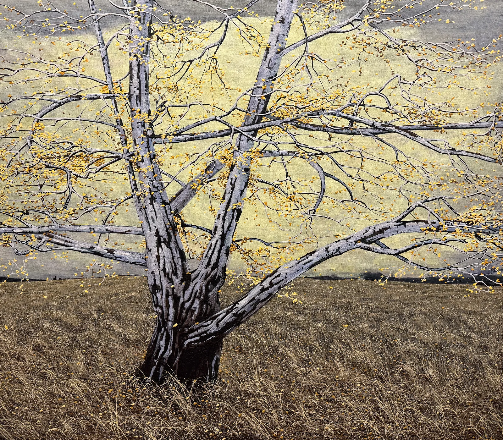 Image of Autumn Landscape by Oleh Dron, size: 80x70, made of Acrylic on canvas, Original artworks medium, from Ukraine, priced at Price on request Photo 2 of 4.