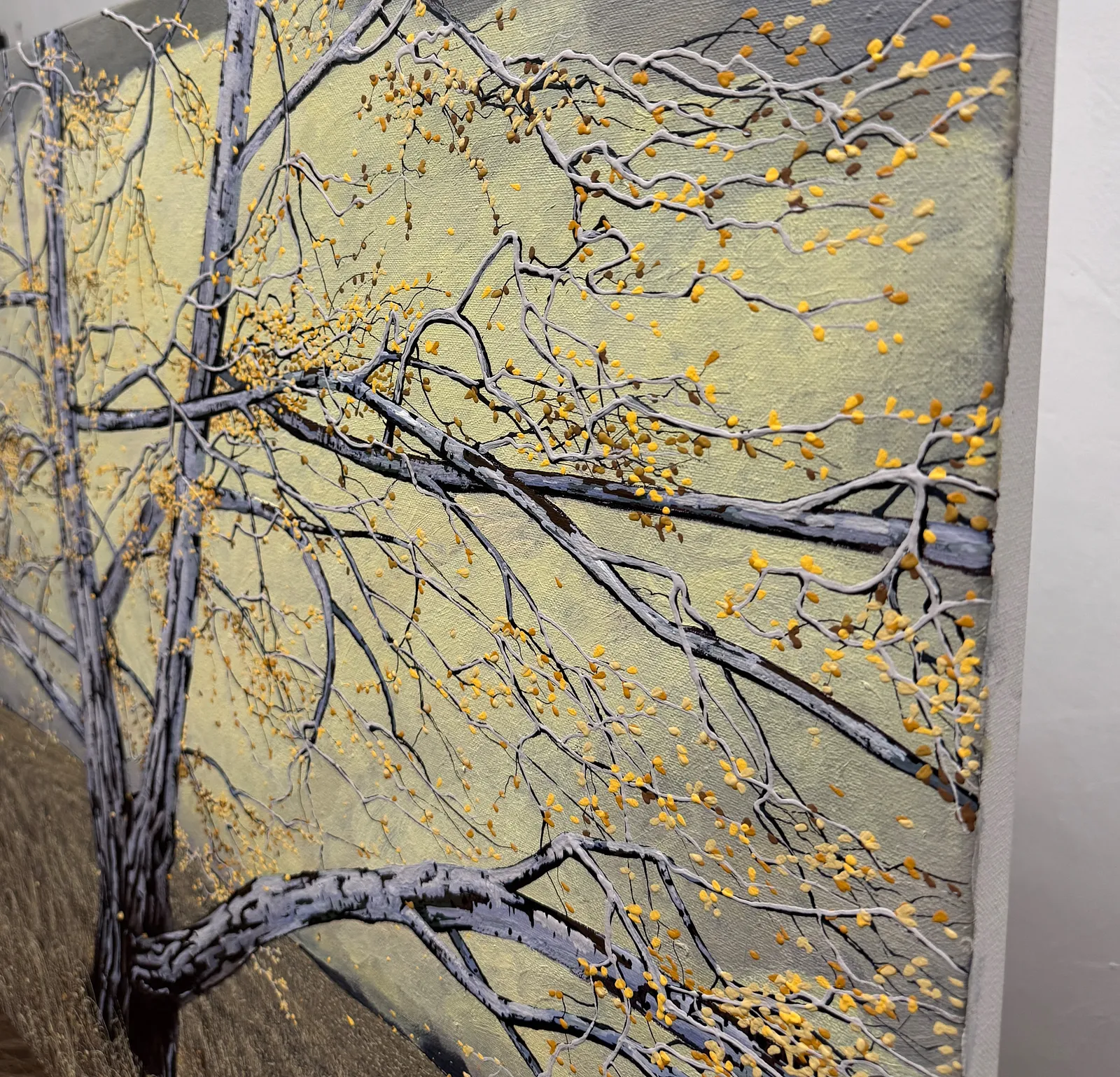Image of Autumn Landscape by Oleh Dron, size: 80x70, made of Acrylic on canvas, Original artworks medium, from Ukraine, priced at Price on request Photo 3 of 4.